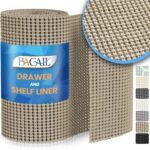 BAGAIL Drawer and Shelf Liner, Non Slip Cabinet Liner, 12″ x10′, Beige