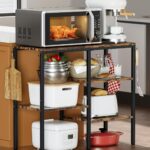 4-Tier Kitchen Microwave Oven Stand, Adjustable Coffee Bar Station for Small Appliance, Baker’s Rack…