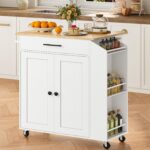 HOOBRO Kitchen Island with Drop Leaf, Rolling Kitchen Island Cart on Wheels