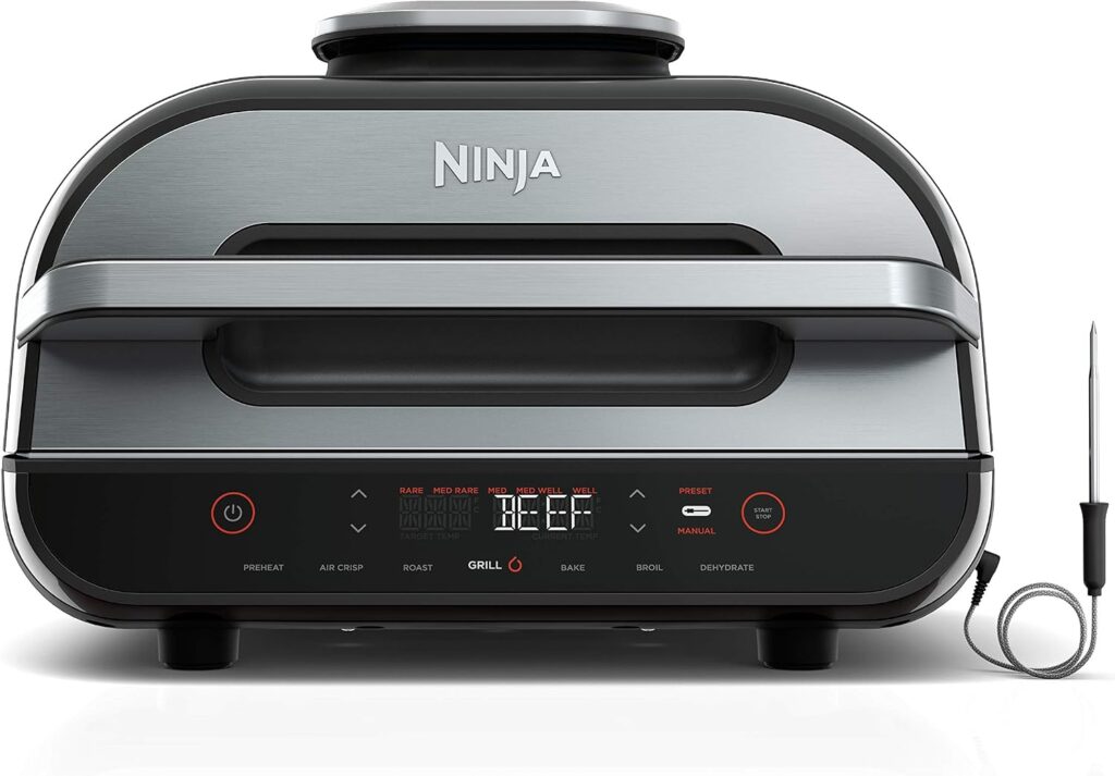 Ninja FG551 Foodi Smart XL 6-in-1 Indoor Grill and Air Fryer, 4 Qt Capacity, Black/Silver