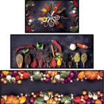 Tinideya 3 Pcs Kitchen Mats Anti Fatigue Non Slip Washable Spice Design