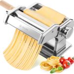 3-in-1 Pasta Maker, 9 Thickness Settings, Dough Rollers & 2 Size Cutters