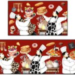 Fat Chef Kitchen Rug 2 Piece Set, Rustic Farmhouse Decor Kitchen Rugs, Non-Slip Absorbent Washable F…