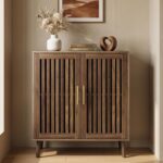 Smart FENDEE Sideboard Cabinet, 31.5″ W Farmhouse Buffet Cabinet with Slatted Doors & Adjustable She…