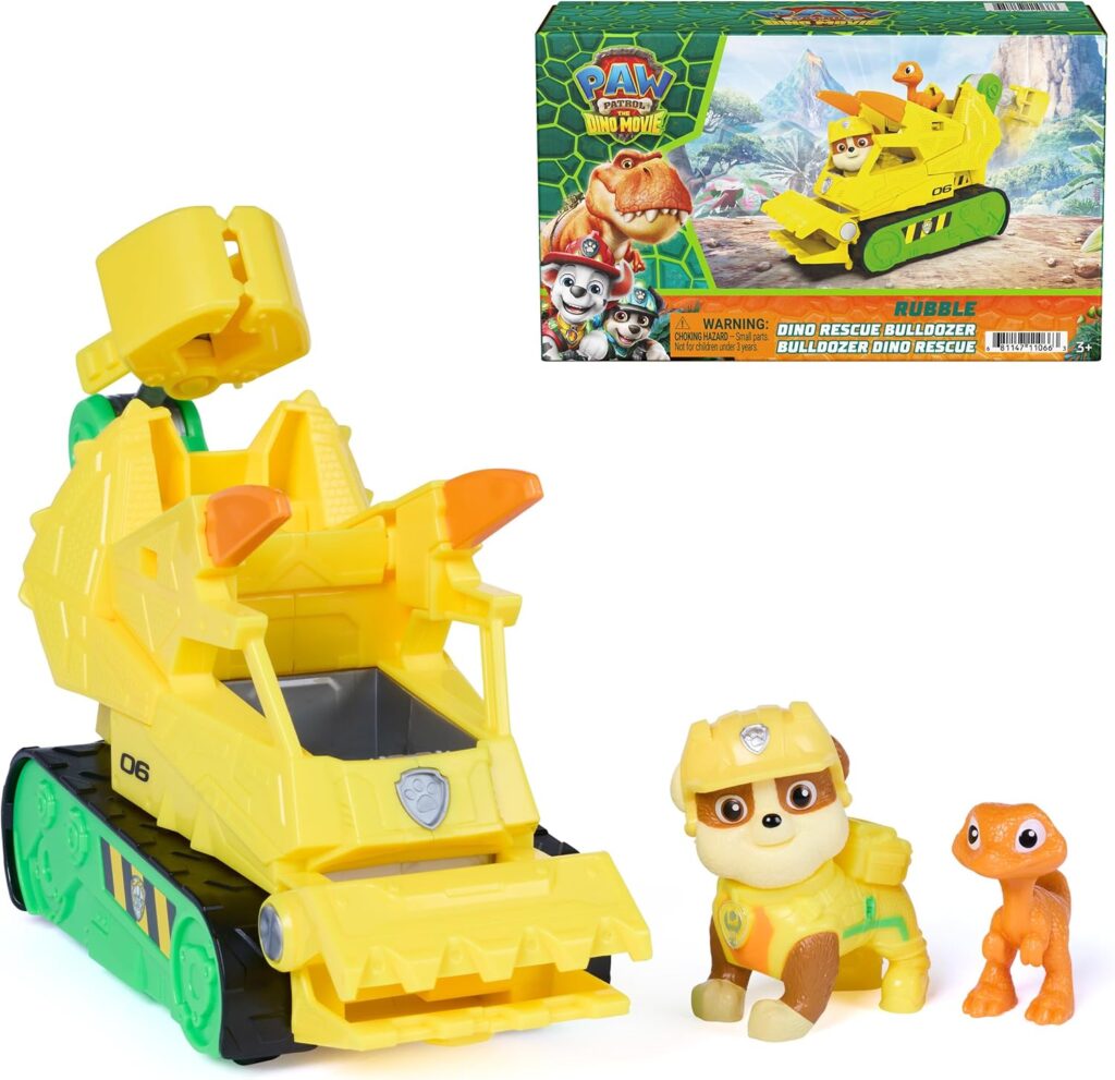 PAW Patrol The Dino Movie Rubble Dino Rescue Bulldozer Toy Truck