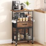 SWTYMIKI Rolling Kitchen Island Cart – Small Home Cooking Lovers, Espresso