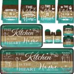 Fourluoo 10 Pcs Teal Blue Kitchen Decor and Accessories Set