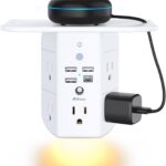 Mifaso Outlet Extender with Shelf and Night Light, 1800J Surge Protector
