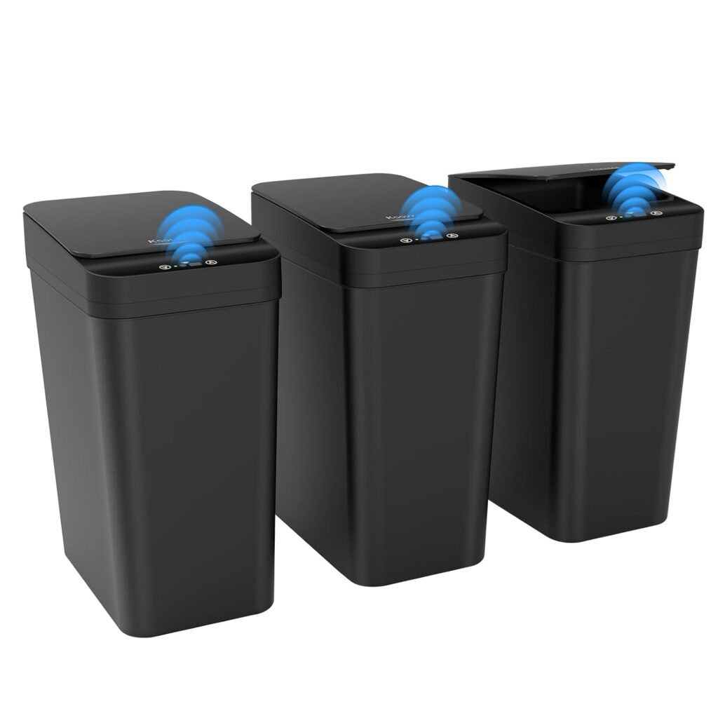 Kssvzz 3 Pack Automatic Small Bathroom Trash Can with Lid (2.5 Gallon)