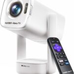 Aurzen Roku TV D1R air USB-C Powered Smart Portable Outdoor Projector White
