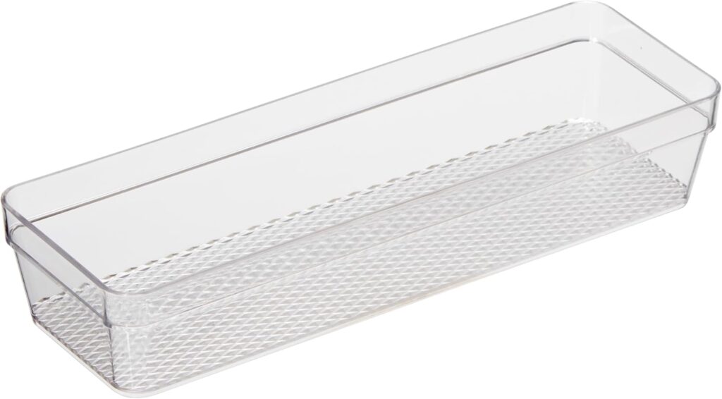 Oggi Clear Drawer Organizer – 3″ X 9.5″ – Ideal for Organizing Kitchen Drawers, Office, Desk, Silver…