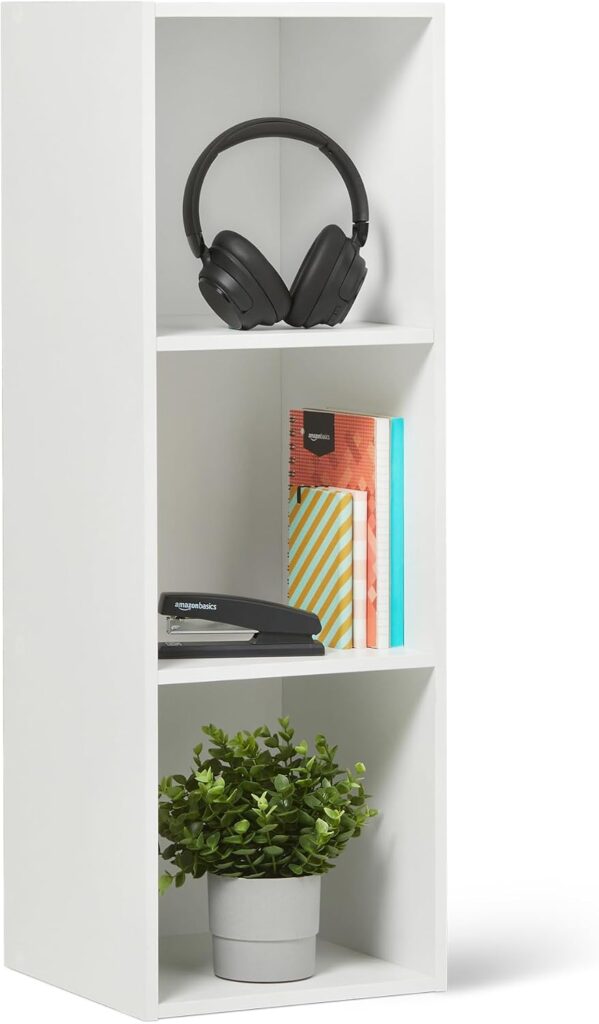 Amazon Basics 3-Cube Bookcase Compatible with Fabric Storage Cube Organizers, Sturdy, Easy to Assemb…
