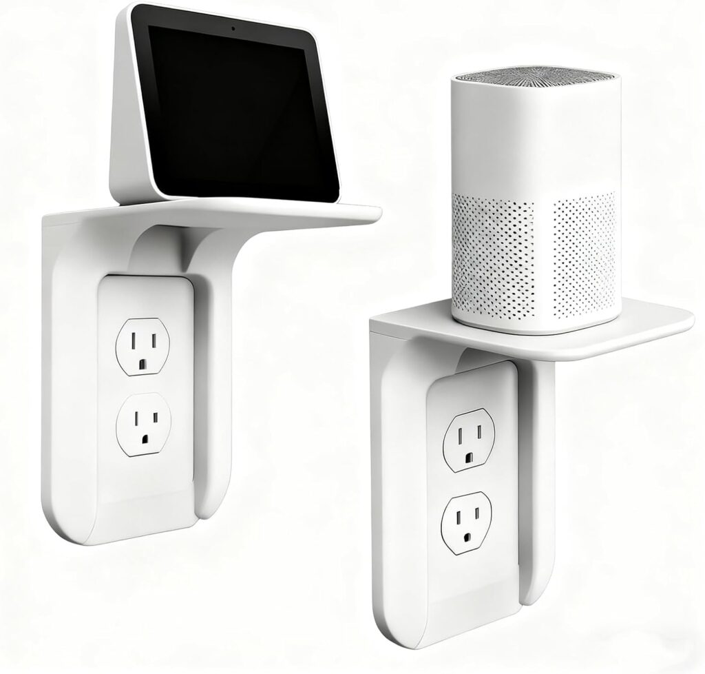 Outlet Shelf, Bathroom Wall Holder with Built-in Cable Management, Wall Organizer for Smart Home Dec…