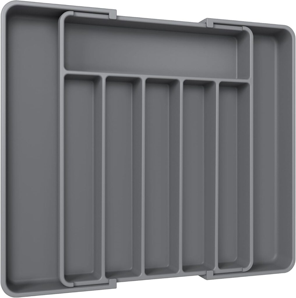 Aujen Silverware Drawer Organizer, Adjustable Utensil Cutlery Tray