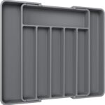 Aujen Silverware Drawer Organizer, Adjustable Utensil Cutlery Tray