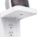 Outlet Shelf with Cord Storage, White Wall Holder for Bathroom, 1 Pack