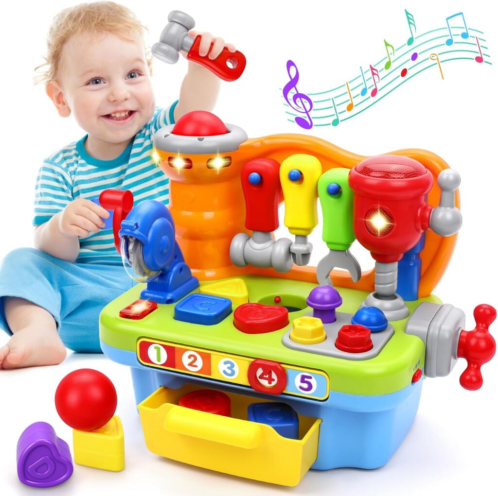 Toys for 1 Year Old Boy, Musical Toy Tool Bench, 1 2 3 Years old Boy G…