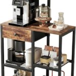 Kitchen Bakers Rack with Drawer,6 Tier Microwave Stand with Hooks