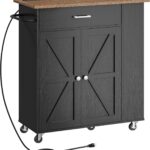 CHOEZON Kitchen Island Cart with Storage, Bar Cart with Charging Station, Kitchen Island on Wheels, …