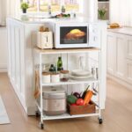 Rolling Kitchen Microwave Cart, 3 Tier Microwave Stand with Storage, Small Kitchen Island on Wheels,…