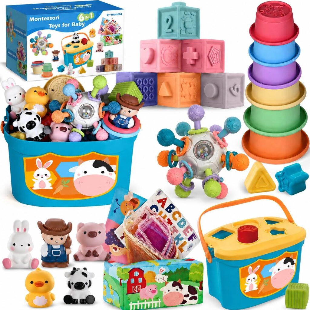 6 in 1 Montessori Baby Toys 6-12 Months, Soft Sensory Development Toy …