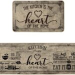 Artoid Mode Kitchen Quotes Kitchen Mats Set of 2, Seasonal The Heart of The Home Cooking Sets Holida…
