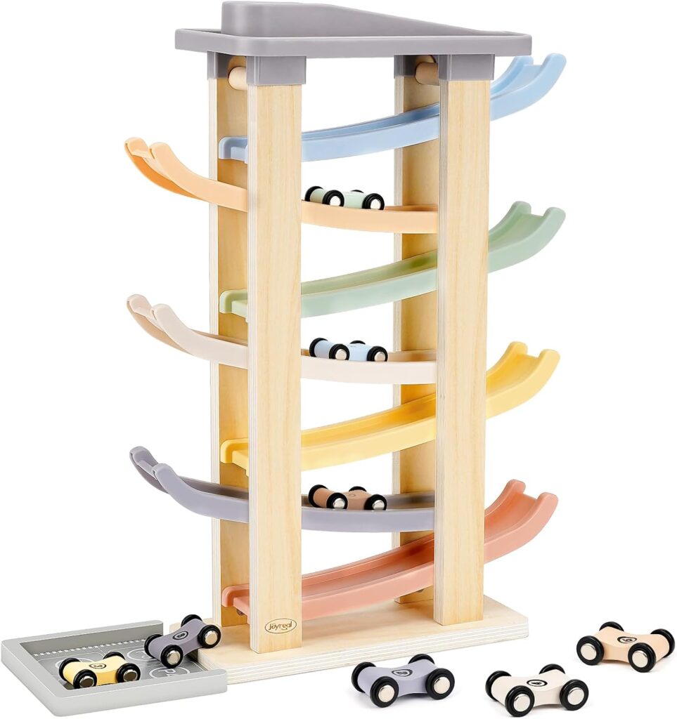 Joyreal Montessori Toddler Toys for 1 2 3 Year Old Wooden Car Ramp Toy…