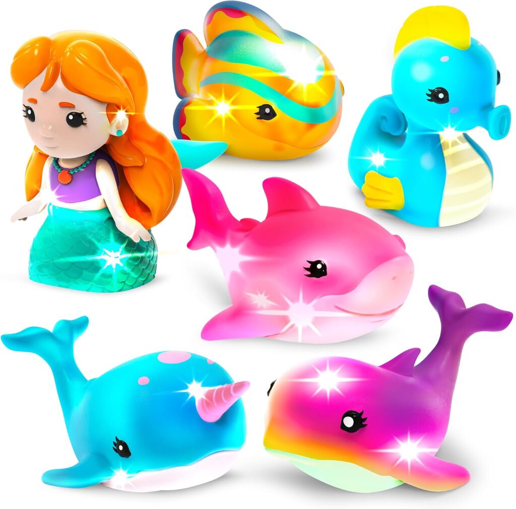 Tub Works® Mermaid Lagoon Light Up Bath Toys, 6 Pack | Water-Activate…