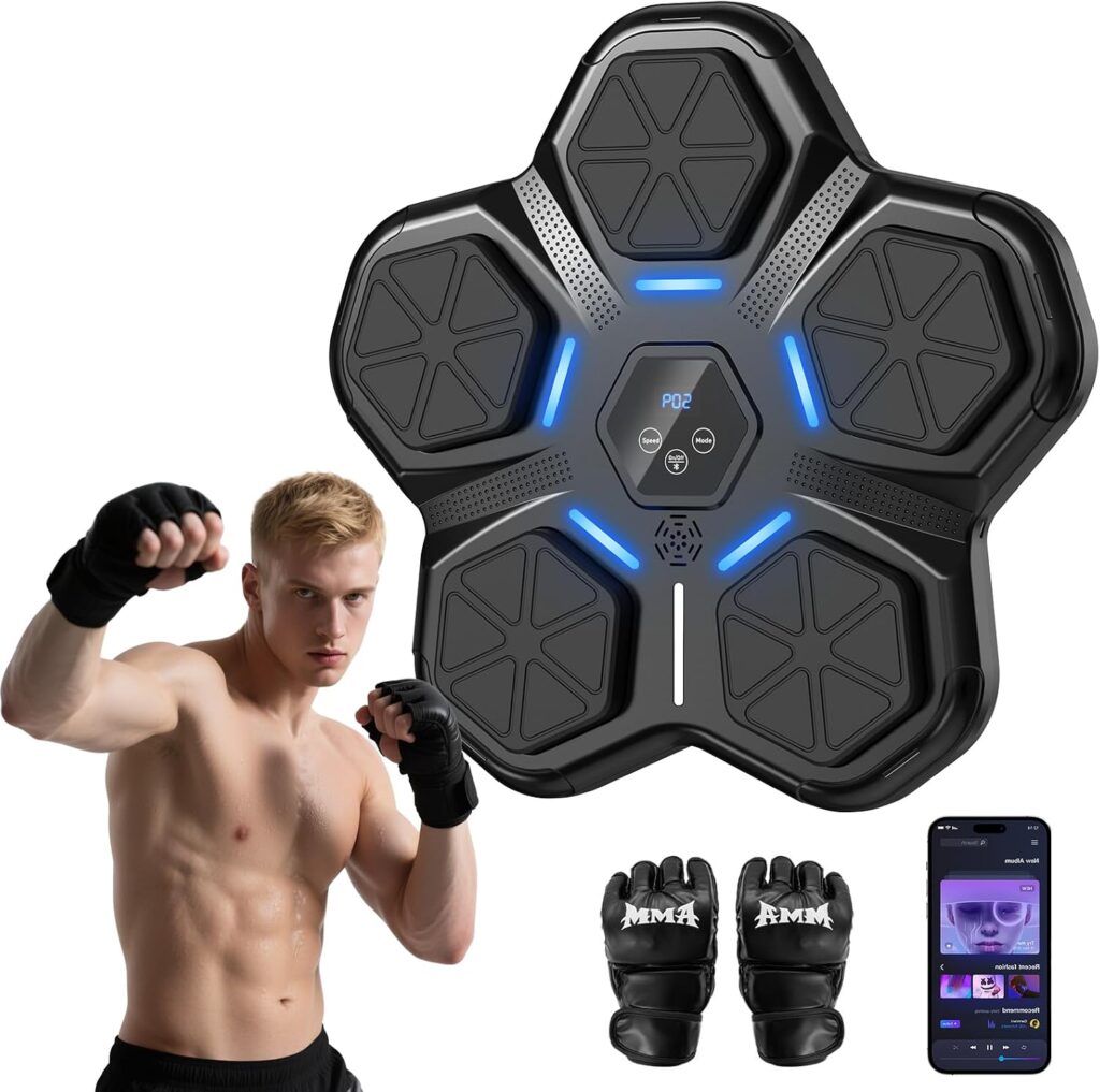HTM Music Boxing Machine – Smart Bluetooth Boxing Training Machine, Wall-Mounted Punching Trainer wi…