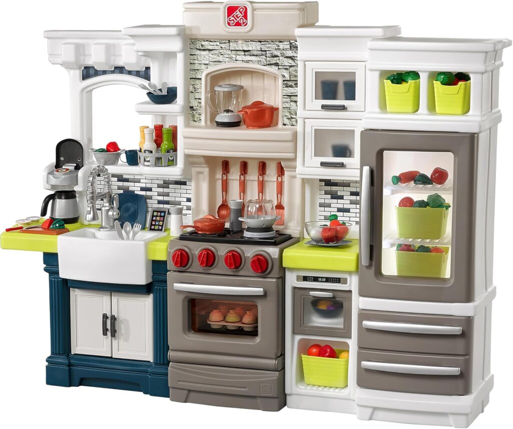 Step2 Elegant Edge Kids Kitchen Playset, Indoor/Outdoor Kitchenette, Interactive Play with Lights an…