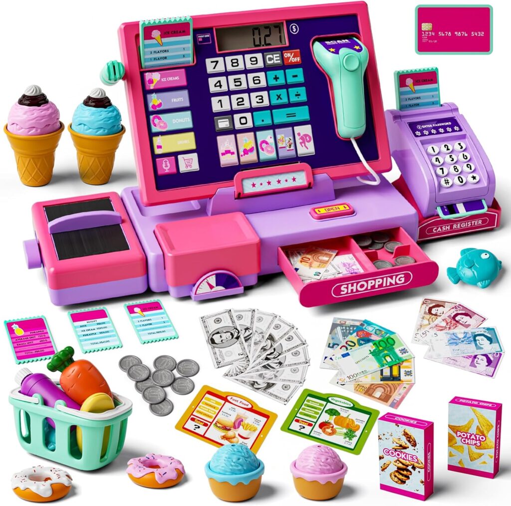 Upgraded Kids Cash Register Toy for Boys Girls, Pretend Play Gift | Pr…