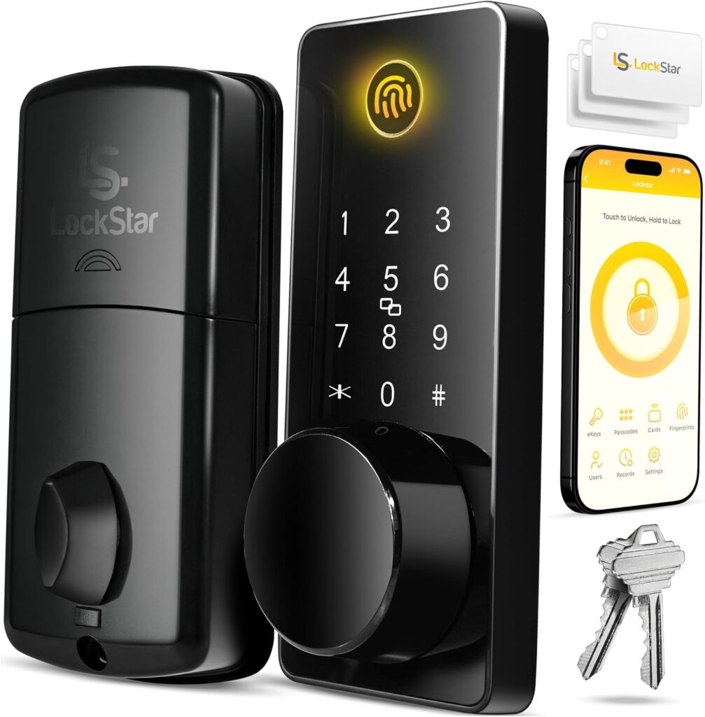 LOCKSTAR® Smart Door Lock • Keyless Entry Deadbolt Door Lock • Multiple Entry Methods – APP • Finger…