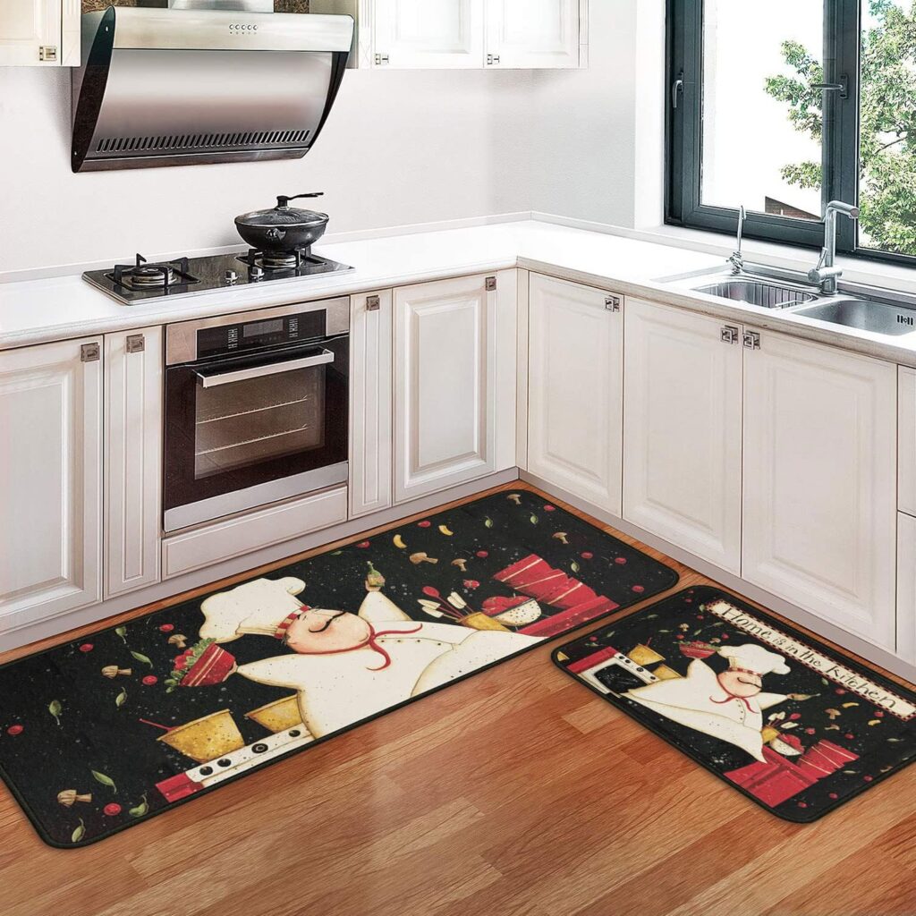 2 PCS Kitchen Rugs and Mats Washable Non Skid, Soft Super Absorbent Fat Chef Kitchen Mat for Doormat…