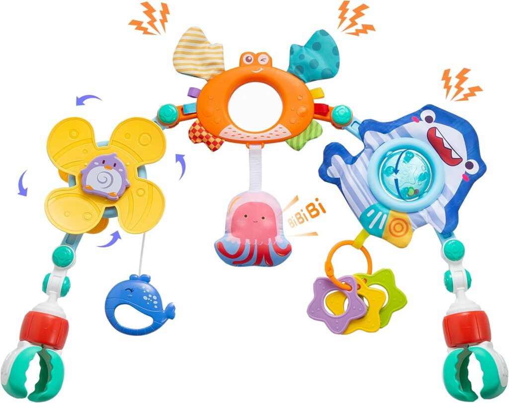 Baby Stroller Arch Toy,Adjustable Car Seat Toy with Sensory Activity t…