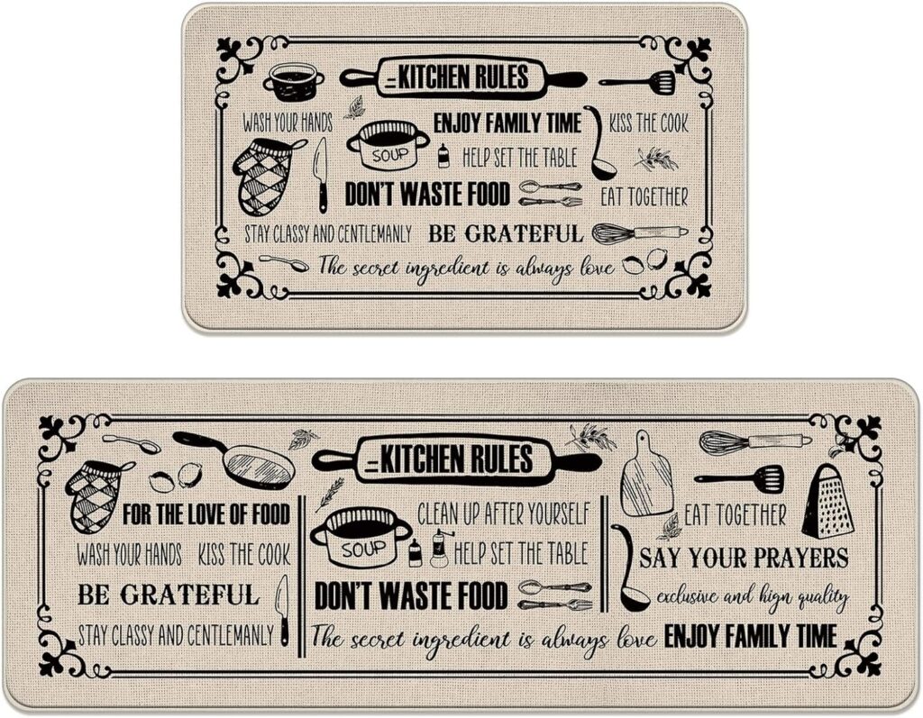 Vintage Kitchen Rules Kitchen Rugs Set of 2