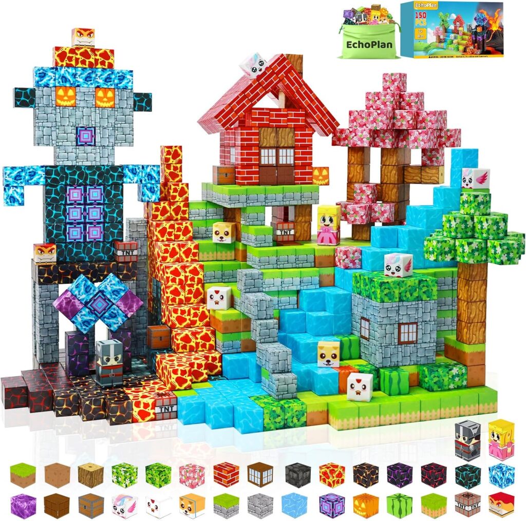 EchoPlan 150PCS Magnetic Blocks, Magnetic Building Blocks for Boys Gir…