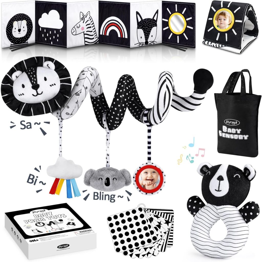 Joyreal High Contrast Baby Toys for Newborn, Black and White Baby Sens…