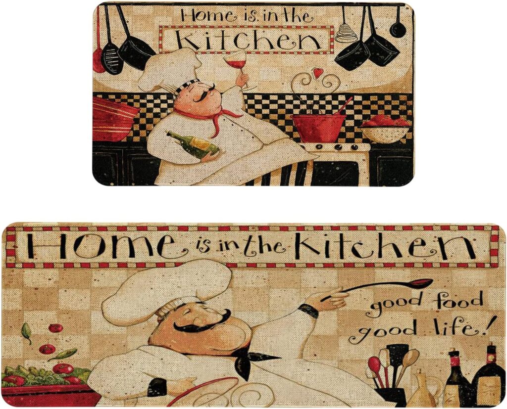 Roszwtit Farmhouse Chef Kitchen Mats and Rugs Set of 2 for Home Decor