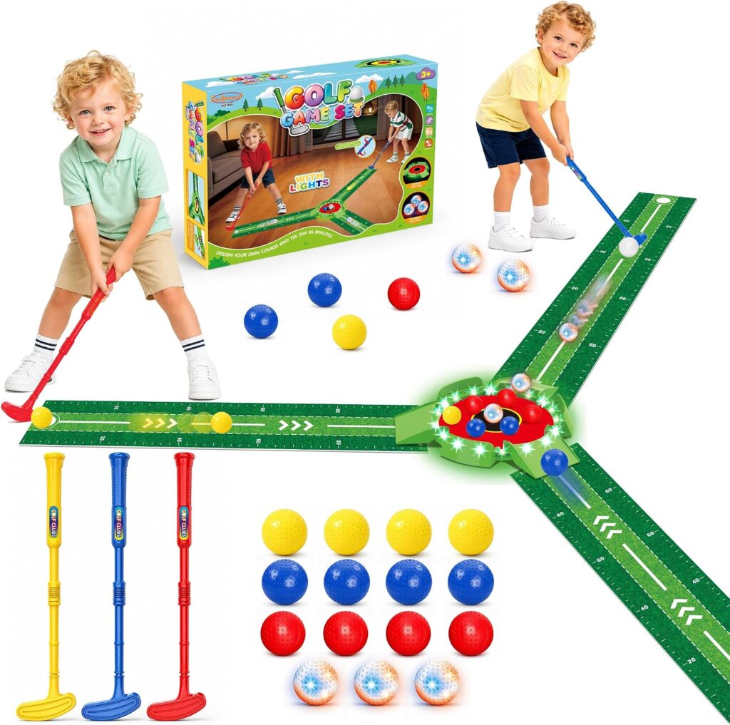 Kids Golf Toys Set, Light Up Golf Putting Indoor Game for Toddlers Age…