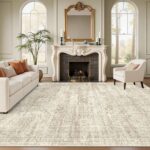 Soalmost Washable Area Rug 8×10 Large Soft Beige Rugs for Living Room